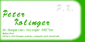 peter kolinger business card